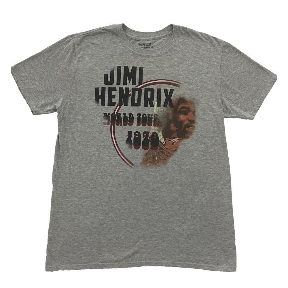 Jimi Hendrix 1970 World Tour Vintage T-shirt Men's Large Grey Rock Band